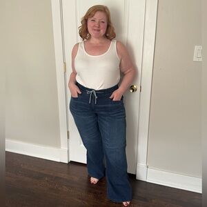 Ulla Popken Wide Leg Drawstring Jeans